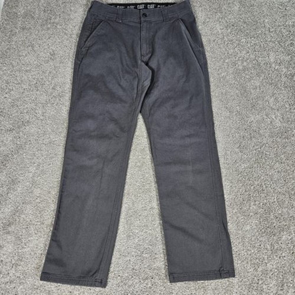 CAT Caterpillar Pants Mens 32X32 Gray Canvas Workwear Chino Stretch Gorpcore